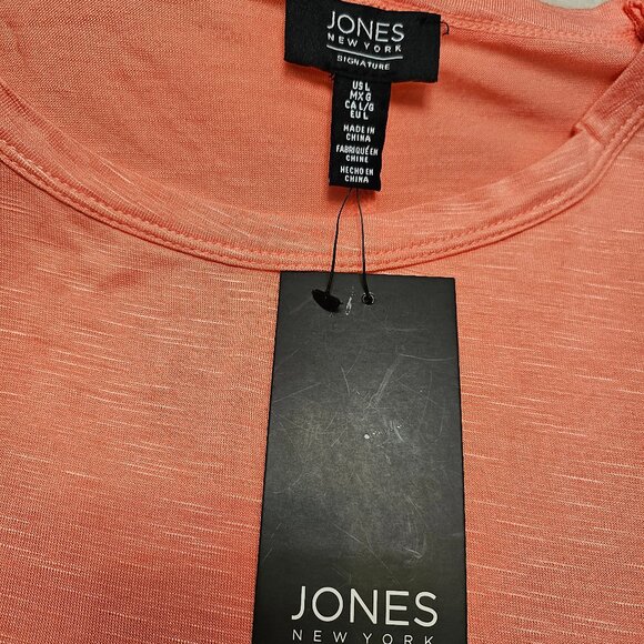 Jone New York Women's Coral Red Modern Essential Laced detail Blouse Top Size: L - Picture 7 of 11